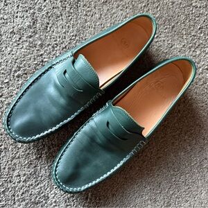 Green Leather Men's Loafers